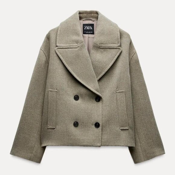Zara Women's Double Breasted Peacoat Size Large in Mink - Picture 1 of 5